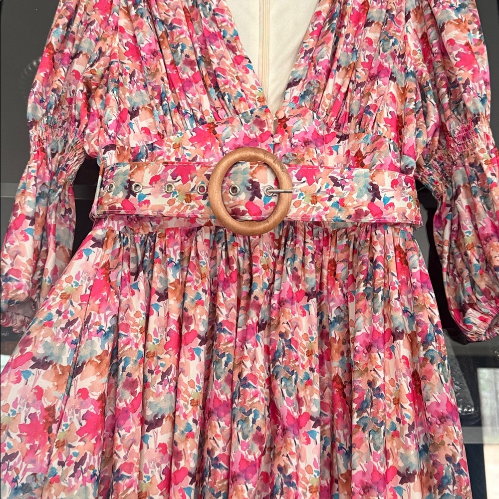 MULLA Floral Maxi Dress with Belt - Picture 3 of 3